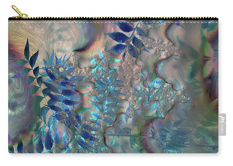 Blue Fractals Design Leaves - Zip Pouch