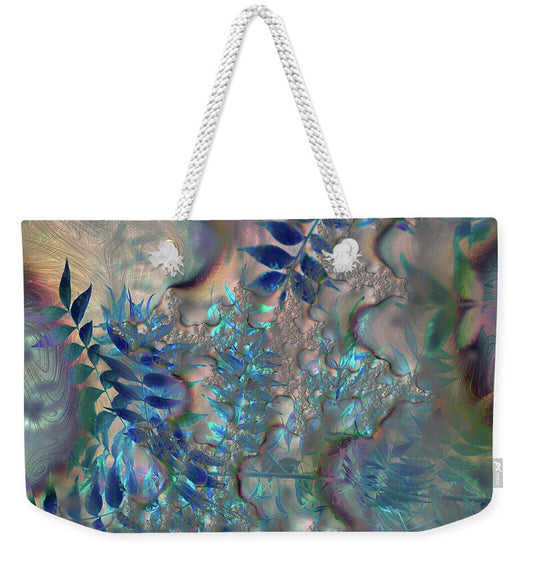 Blue Fractals Design Leaves - Weekender Tote Bag