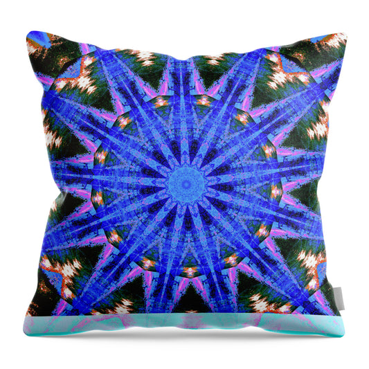 Blue Frequencies of Nature Mandala - Throw Pillow