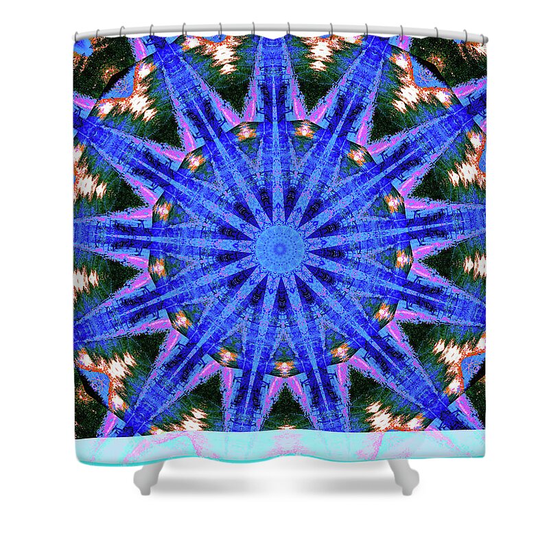 Blue Frequencies of Nature Mandala - Shower Curtain