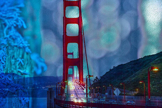 Blue Overlay of Golden Gate Bridge In San Francisco - Art Print