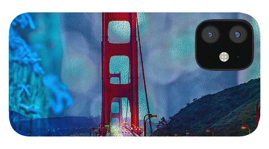 Blue Overlay of Golden Gate Bridge In San Francisco - Phone Case