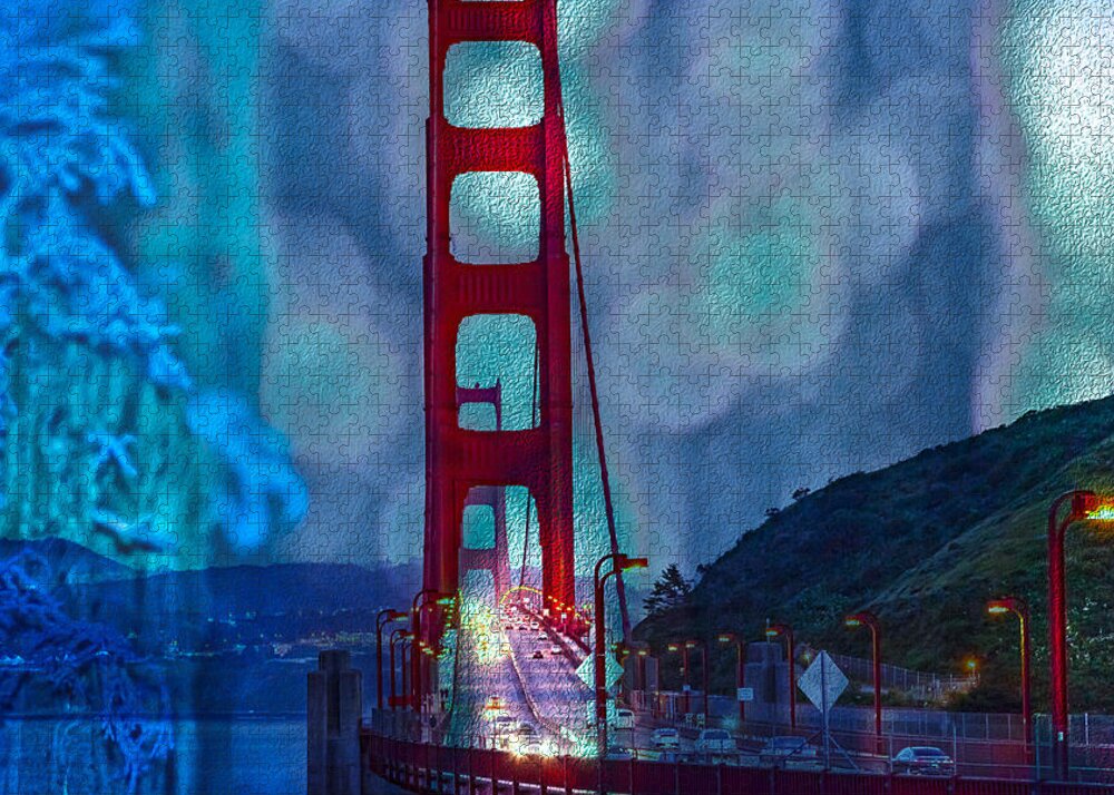Blue Overlay of Golden Gate Bridge In San Francisco - Puzzle