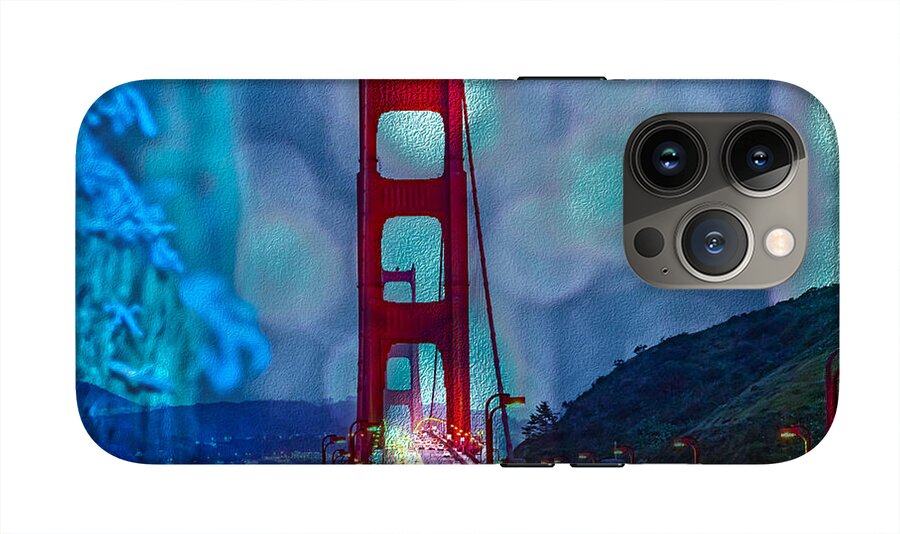 Blue Overlay of Golden Gate Bridge In San Francisco - Phone Case
