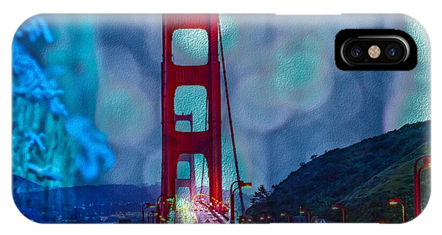 Blue Overlay of Golden Gate Bridge In San Francisco - Phone Case