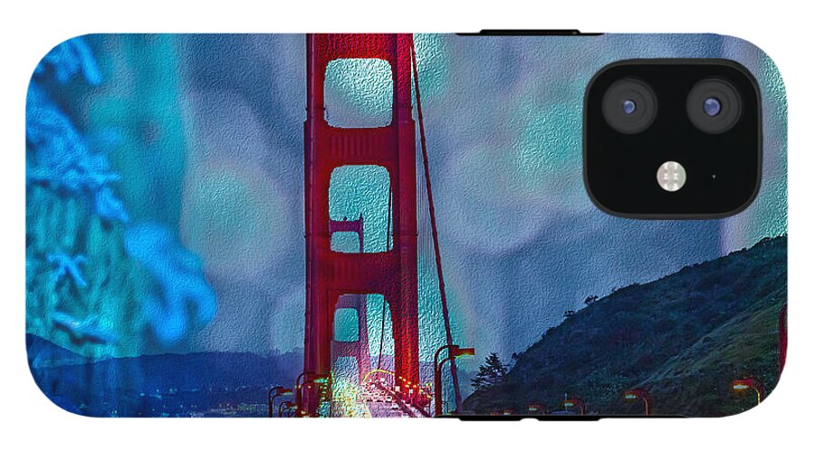 Blue Overlay of Golden Gate Bridge In San Francisco - Phone Case