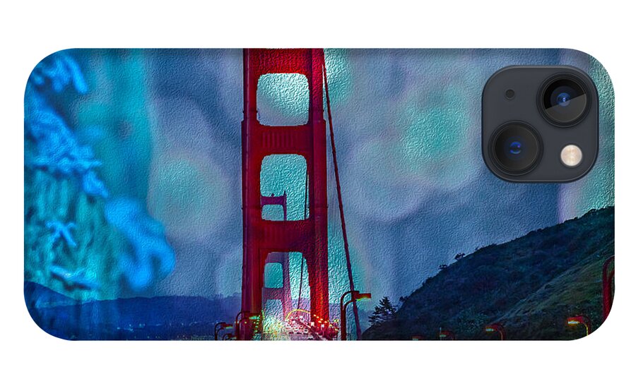 Blue Overlay of Golden Gate Bridge In San Francisco - Phone Case