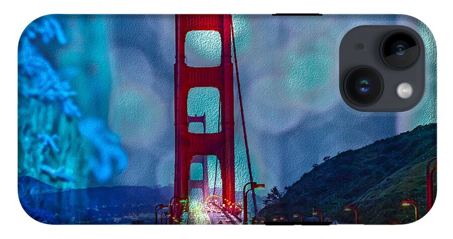 Blue Overlay of Golden Gate Bridge In San Francisco - Phone Case