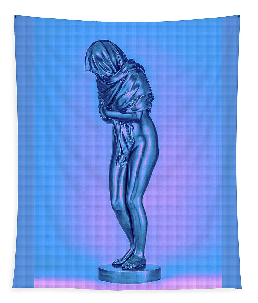 Blue Overlay on a Statue - Tapestry
