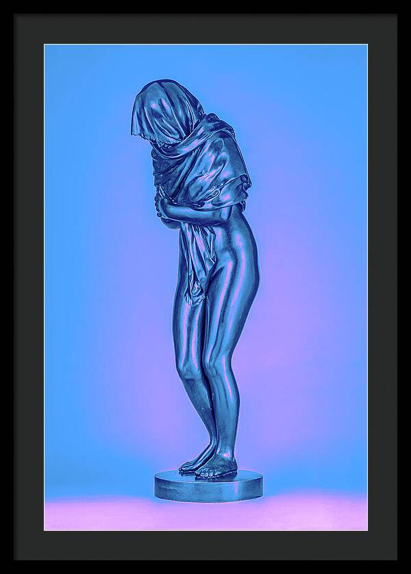 Blue Overlay on a Statue - Framed Print