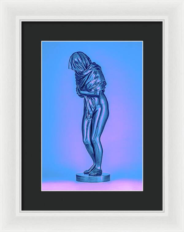 Blue Overlay on a Statue - Framed Print