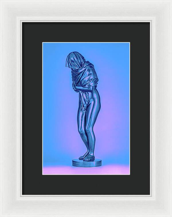 Blue Overlay on a Statue - Framed Print