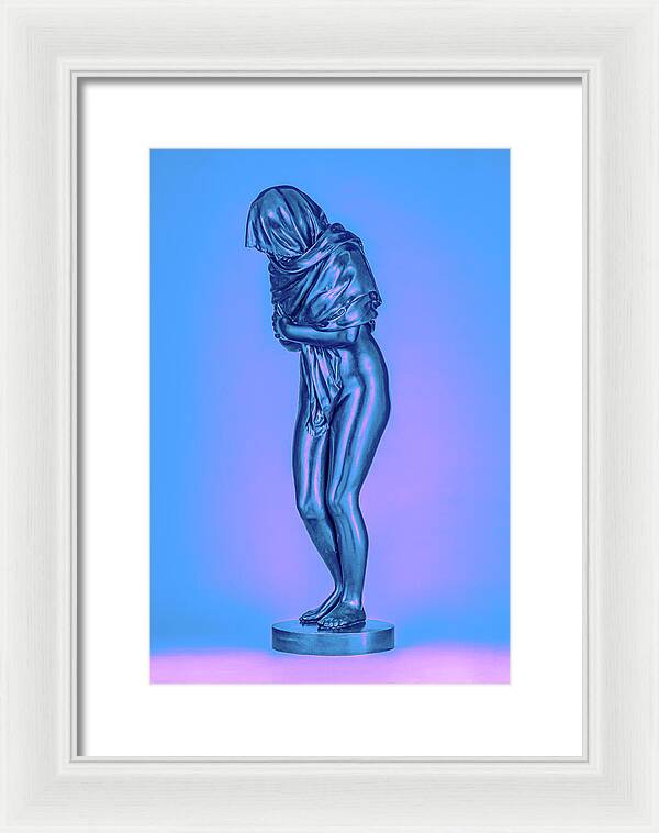 Blue Overlay on a Statue - Framed Print
