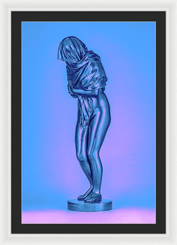 Blue Overlay on a Statue - Framed Print