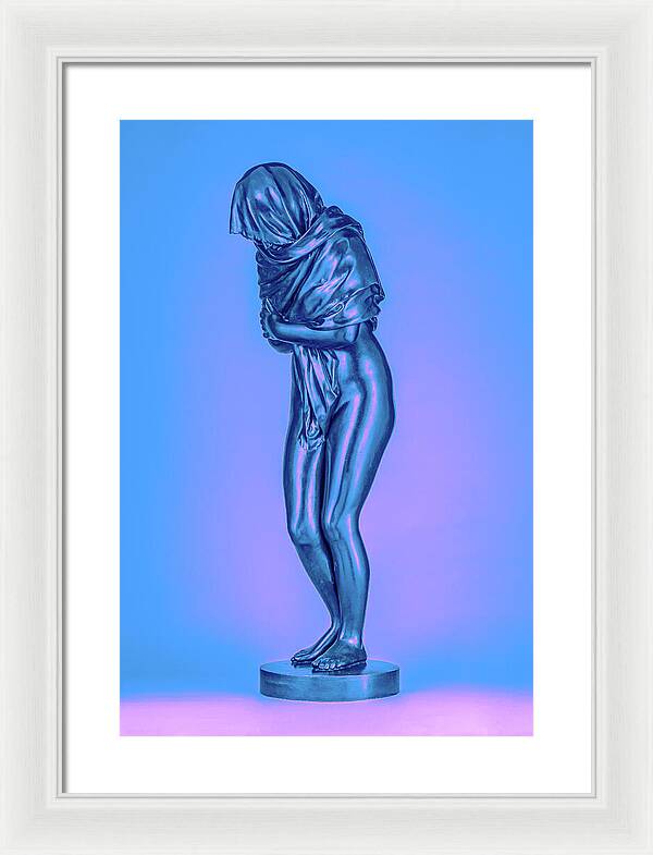 Blue Overlay on a Statue - Framed Print
