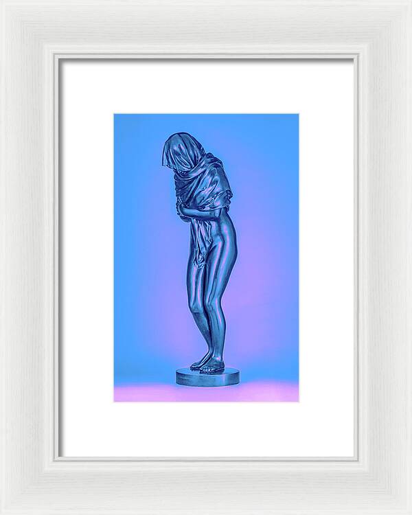 Blue Overlay on a Statue - Framed Print