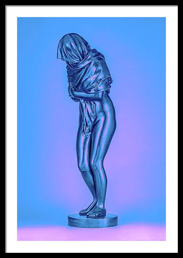 Blue Overlay on a Statue - Framed Print