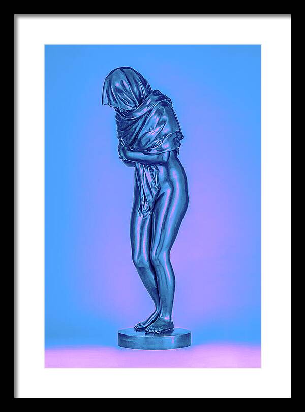 Blue Overlay on a Statue - Framed Print