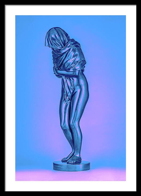 Blue Overlay on a Statue - Framed Print