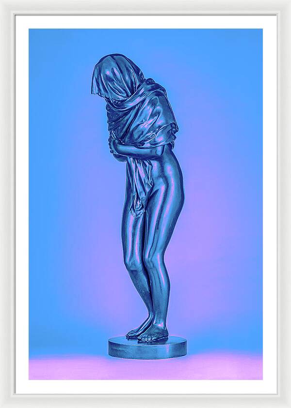 Blue Overlay on a Statue - Framed Print