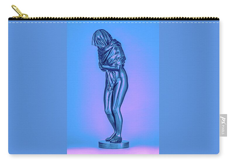 Blue Overlay on a Statue - Zip Pouch