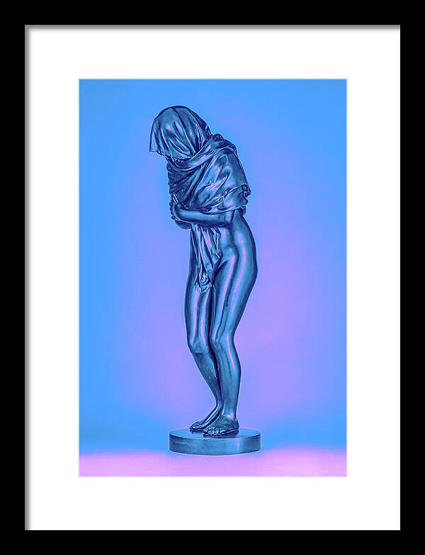Blue Overlay on a Statue - Framed Print