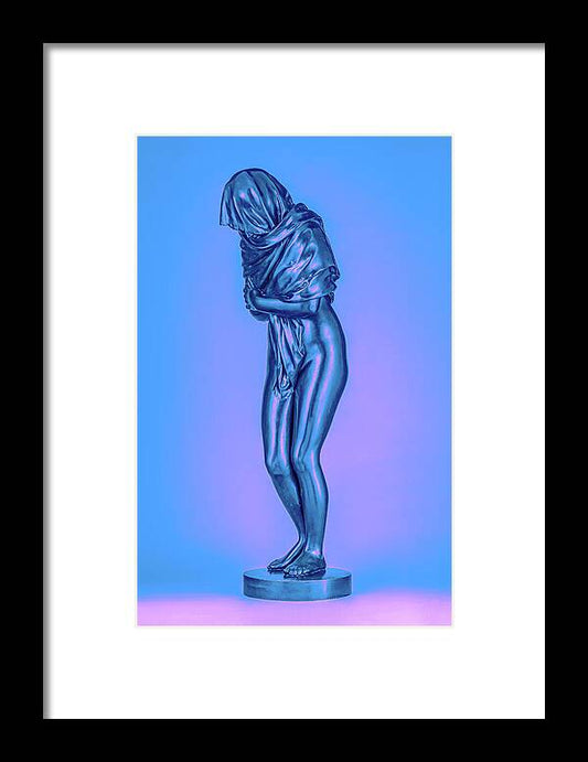 Blue Overlay on a Statue - Framed Print