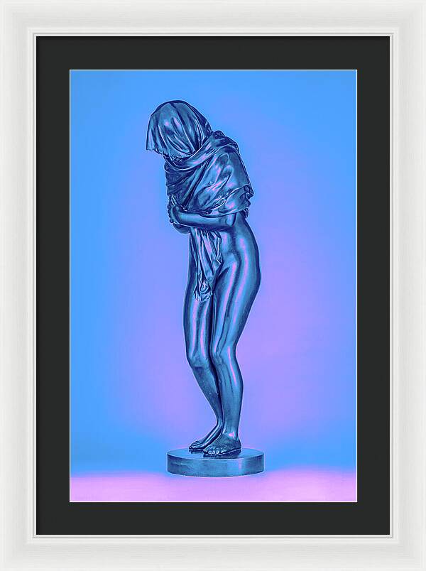 Blue Overlay on a Statue - Framed Print