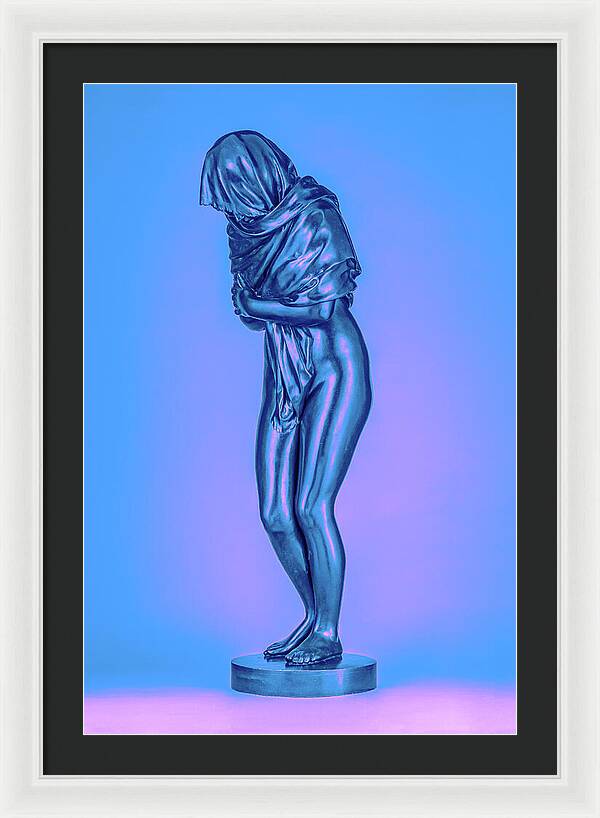 Blue Overlay on a Statue - Framed Print
