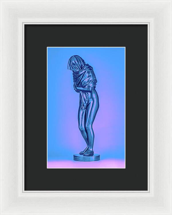 Blue Overlay on a Statue - Framed Print
