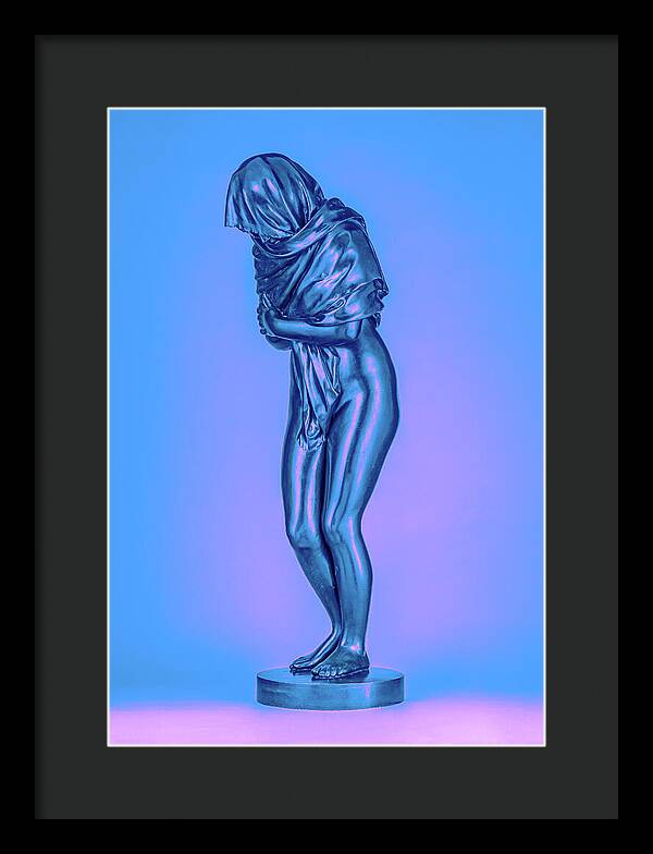 Blue Overlay on a Statue - Framed Print