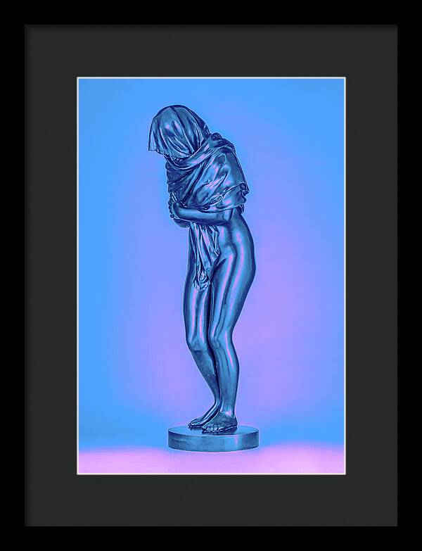Blue Overlay on a Statue - Framed Print