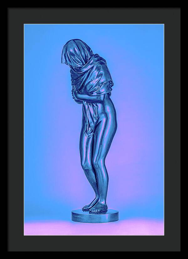 Blue Overlay on a Statue - Framed Print
