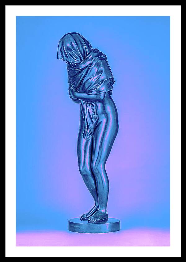 Blue Overlay on a Statue - Framed Print
