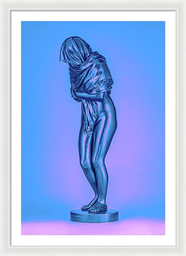 Blue Overlay on a Statue - Framed Print