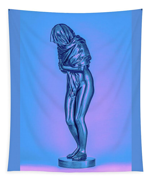 Blue Overlay on a Statue - Tapestry