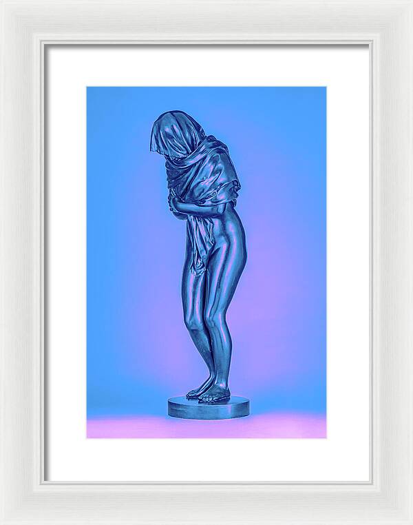 Blue Overlay on a Statue - Framed Print