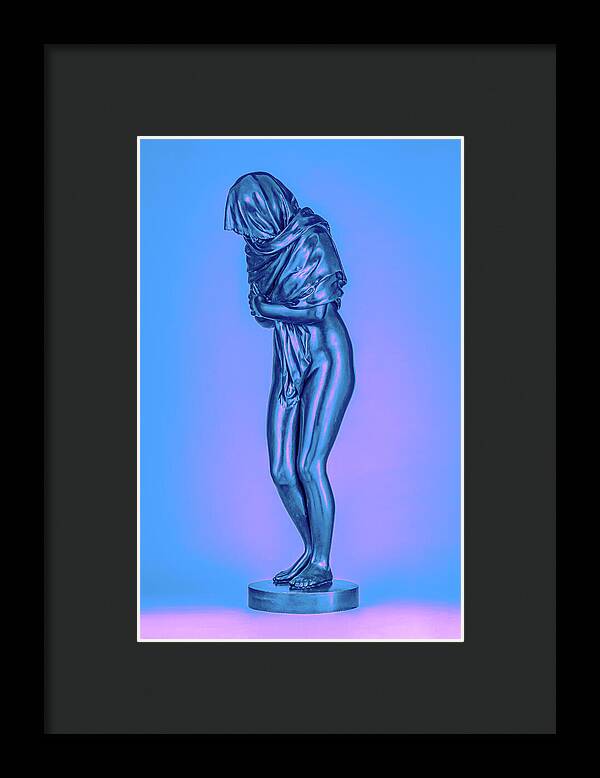 Blue Overlay on a Statue - Framed Print