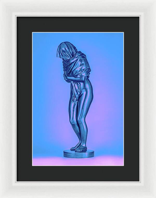 Blue Overlay on a Statue - Framed Print