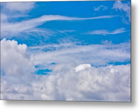 Blue Sky and Fluffy Clouds  - Metal Print