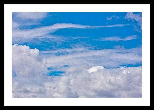Blue Sky and Fluffy Clouds  - Framed Print