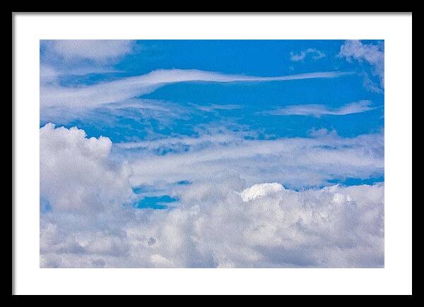 Blue Sky and Fluffy Clouds  - Framed Print