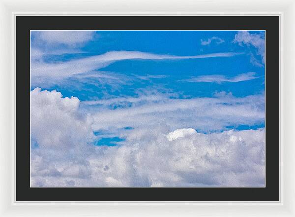Blue Sky and Fluffy Clouds  - Framed Print