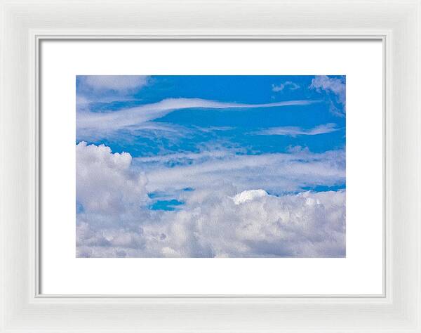 Blue Sky and Fluffy Clouds  - Framed Print