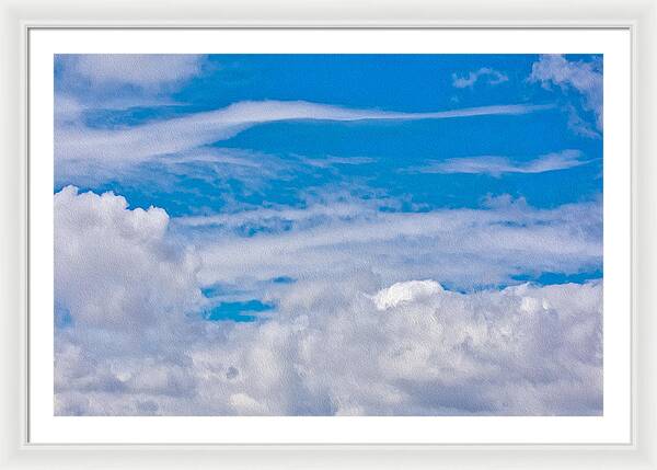 Blue Sky and Fluffy Clouds  - Framed Print