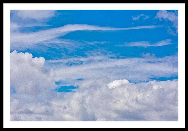 Blue Sky and Fluffy Clouds  - Framed Print