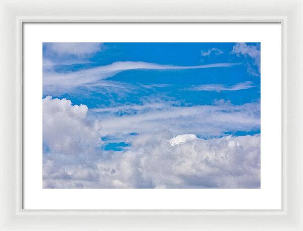 Blue Sky and Fluffy Clouds  - Framed Print