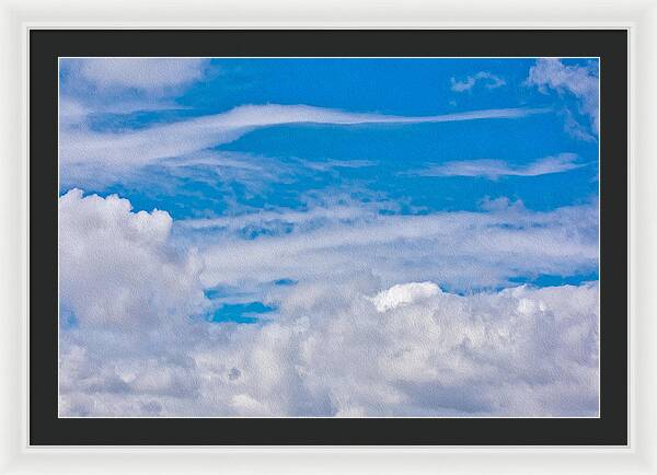 Blue Sky and Fluffy Clouds  - Framed Print