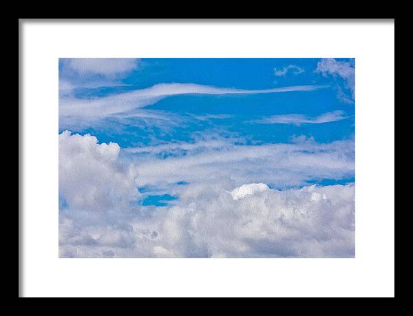 Blue Sky and Fluffy Clouds  - Framed Print