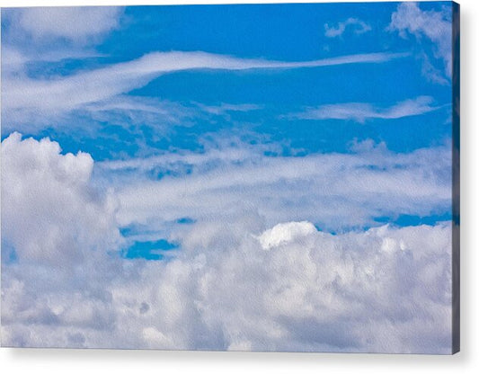 Blue Sky and Fluffy Clouds  - Acrylic Print